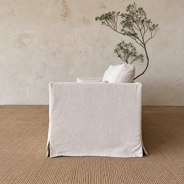 Veles Slip Covered Sofa in 100% Pure Thick Belgian Linen- Greige For Sale - Image 4 of 8