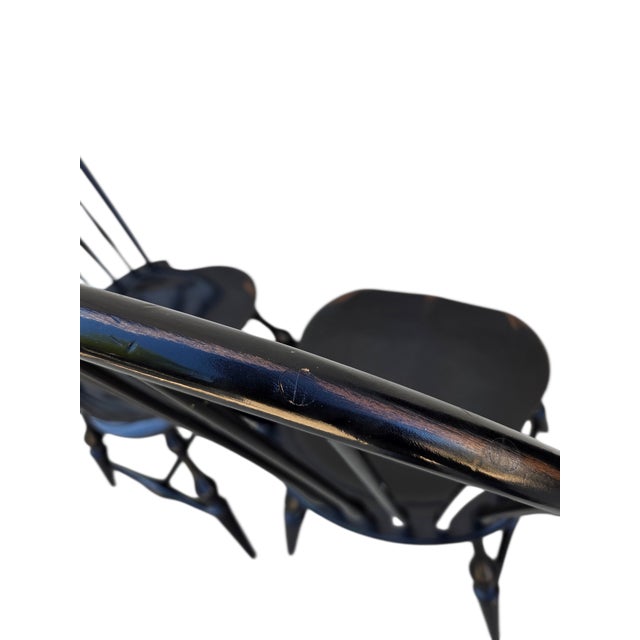 1990s 2 Nichols & Stone Windsor Side Chairs Bow Back Saddle Seat Distressed Country For Sale - Image 12 of 13