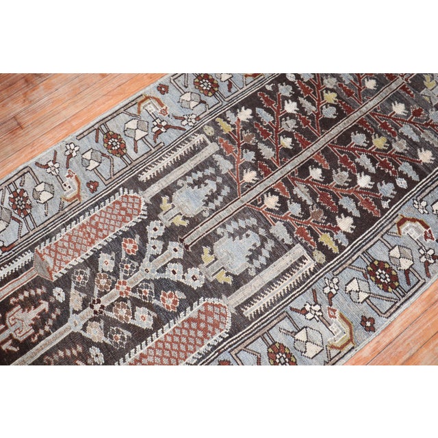 Early 20th Century Early 20th Century Zabihi Collection Brown Persian Kurd Bakhtiari Runner - 3'3" x 13'7" For Sale - Image 5 of 10