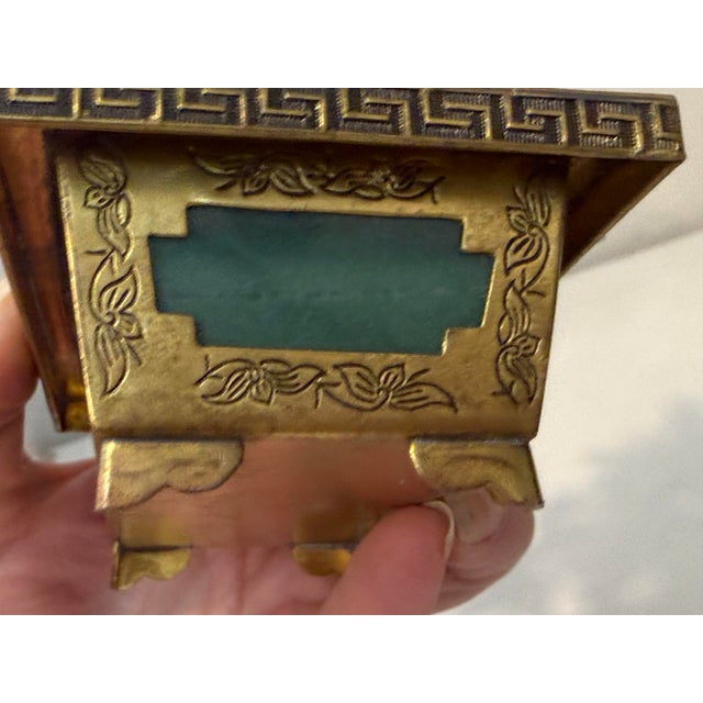 Jade Vintage Gemstone Bonsai Tree Sculpture Asian, Semi Precious Stones, Jade Brass Pot For Sale - Image 8 of 12