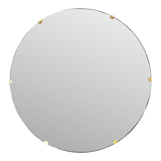 Contemporary, Concave Glass, Brass, Black Modern Space Age Wall Mirror For Sale