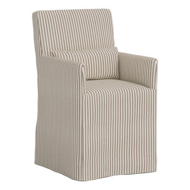 Slipcover for Stoffer Home x Cloth & Company for Lindy Slipcover Dining Armchair in Jane Stripe Mauve For Sale