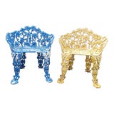 Antique Cast Iron Arm Chairs With Grape & Vine Motif-A Pair For Sale