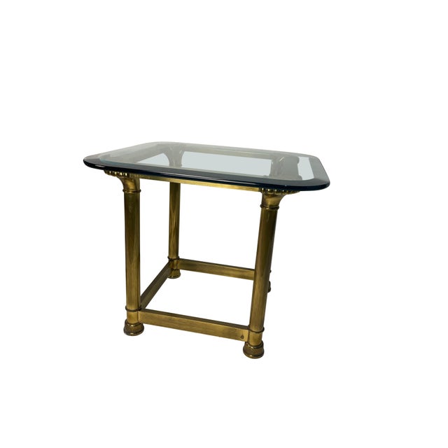 1950's Brass and Glass Side Tables with Shell Decoration - A Pair For Sale - Image 4 of 18