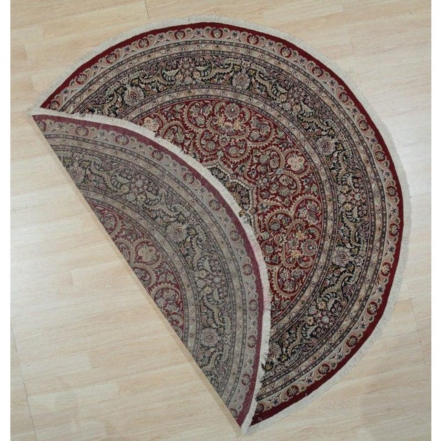 Contemporary 12' Round Coral Hand-Knotted Wool Rosette Starburst Pattern Traditional Carpet Rug For Sale - Image 3 of 3