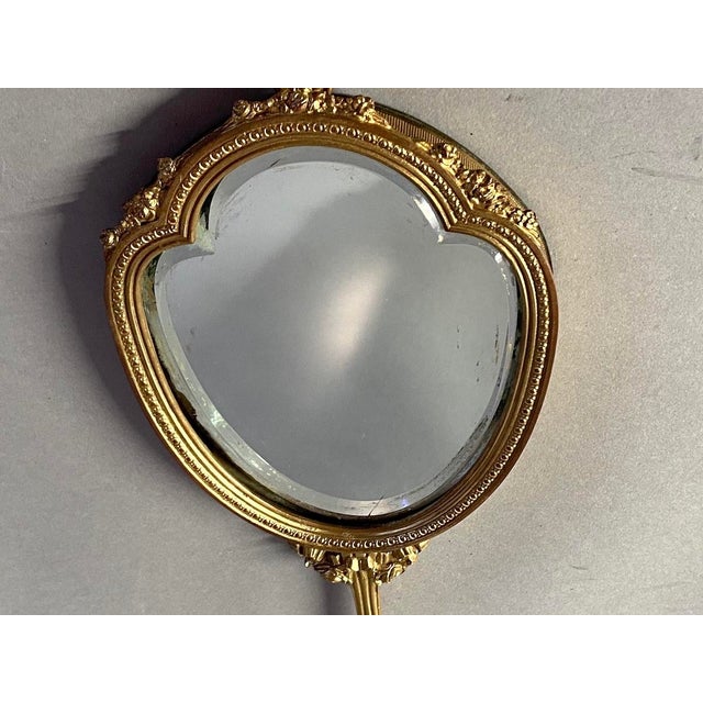 Metal 19th C French Louis XVI Bronze Vanity Mirror - 1 Pc For Sale - Image 7 of 11