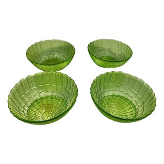 Green Glass Bowls, 1960s, Set of 4 For Sale