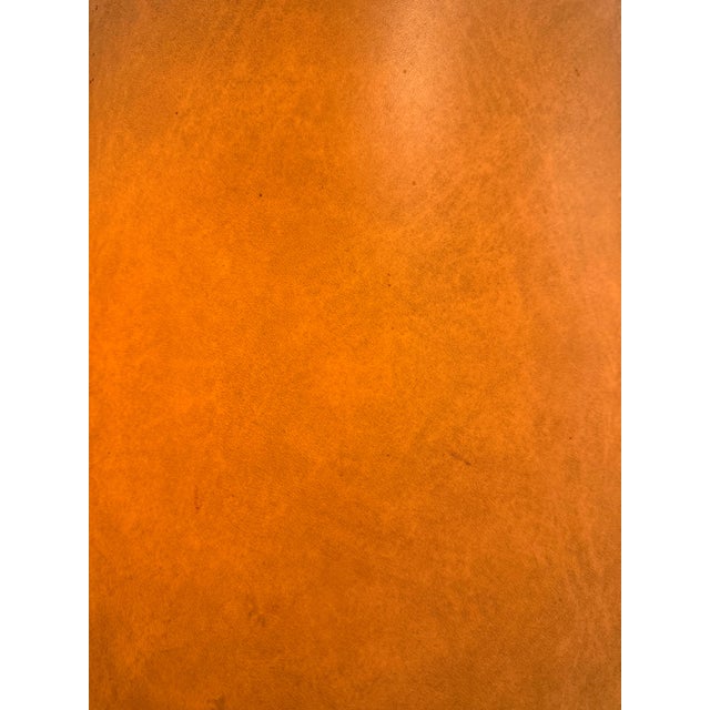 Goldenrod Italian Carrera Marble Table Lamp with Brass Finished Leather Shade, 1970 For Sale - Image 8 of 9