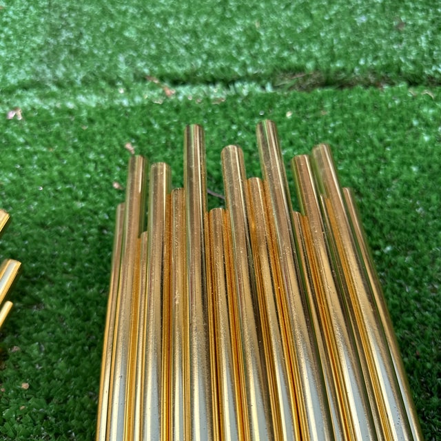Metal 1970s Gold Metal Connected Tube Style Wall Sconces For Sale - Image 7 of 7