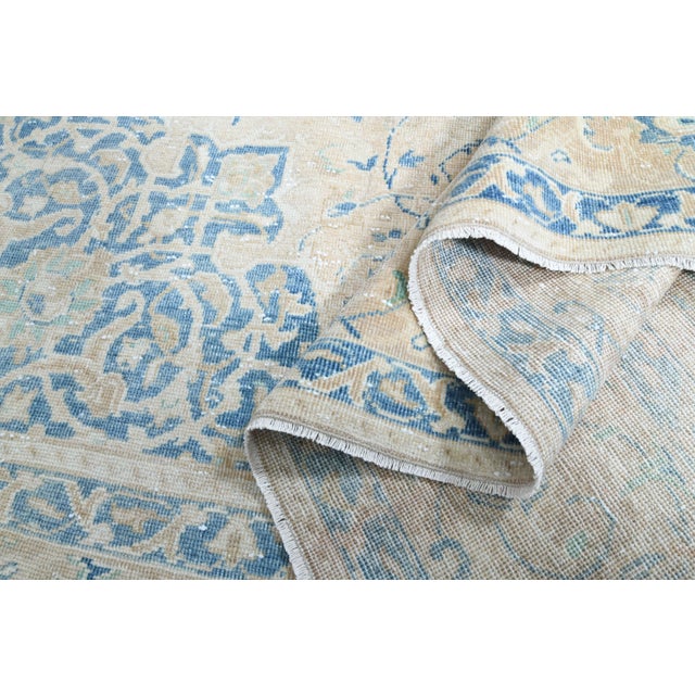 1970s Vintage Persian Handmade Wool Cotton Beige Area Rug For Sale - Image 10 of 11