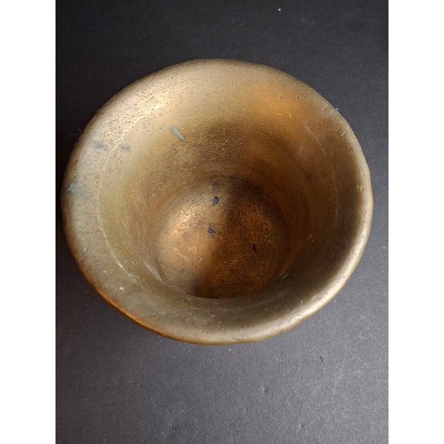 Antique 17th/18th C. Heavy Cast Bell Metal Brass Mortar & Pestle, J. Greenstein Provenance Judaica For Sale - Image 16 of 18