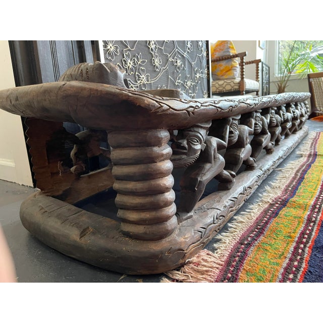 This beautiful black hand carved from one piece of wood ceremonial bed by the Bamileke tribes of Cameroon in Africa were...