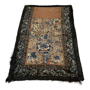 Antique Chinese Embroidered Floral Silk Panel Qing Dynasty