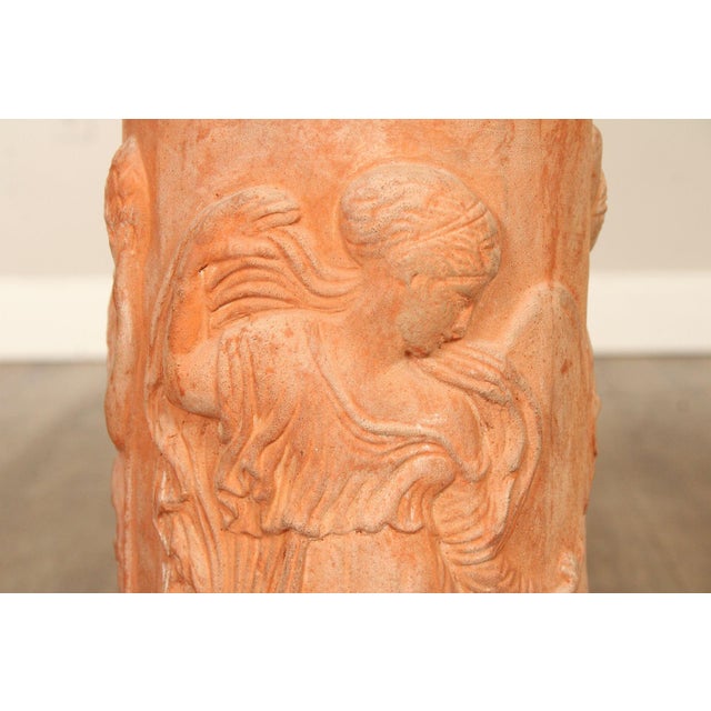 Italian Marble Top Terra Cotta Pedestal For Sale - Image 10 of 12
