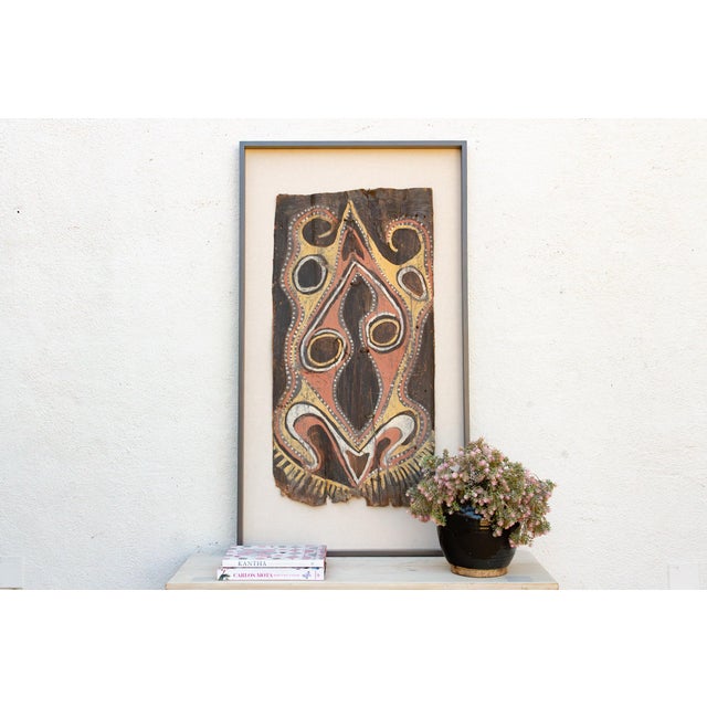 Mid Century Papua New Guinea Bark Painting For Sale - Image 4 of 11
