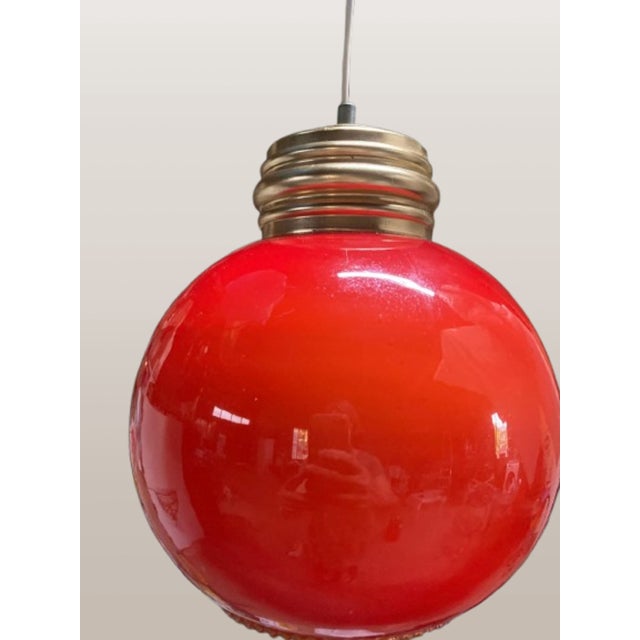 Red Opal Glass Pendant Globe, 1970s For Sale - Image 3 of 8