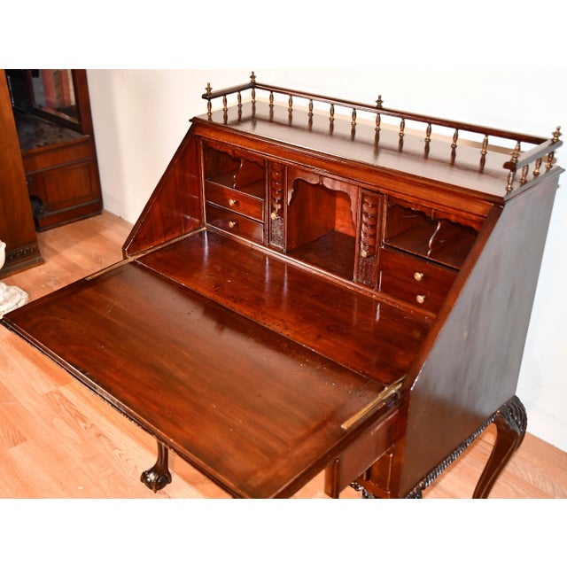 Late 19th Century 1880s Antique Rj Horner Solid Mahogany Slant Front Secretary Ladies Desk For Sale - Image 5 of 13