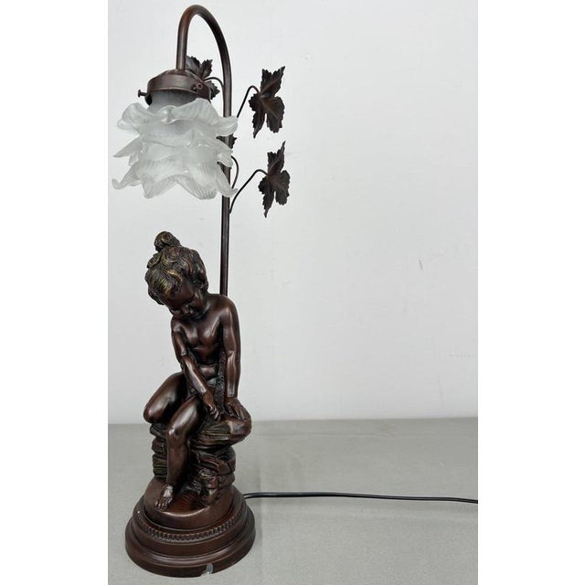 Brown Vintage French Figural Table Light For Sale - Image 8 of 8