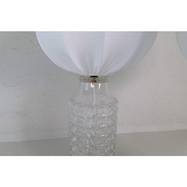 Mid-Century Modern Large Glass Table Lamps Orrefors attributed to Carl Fagerlund, Sweden, 1970s, Set of 2 For Sale - Image 6 of 11