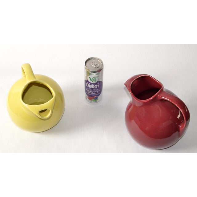 Yellow 1940 Art Deco Hall California Yellow Art Deco Ball Glazed Pottery Stoneware Pitcher For Sale - Image 8 of 15