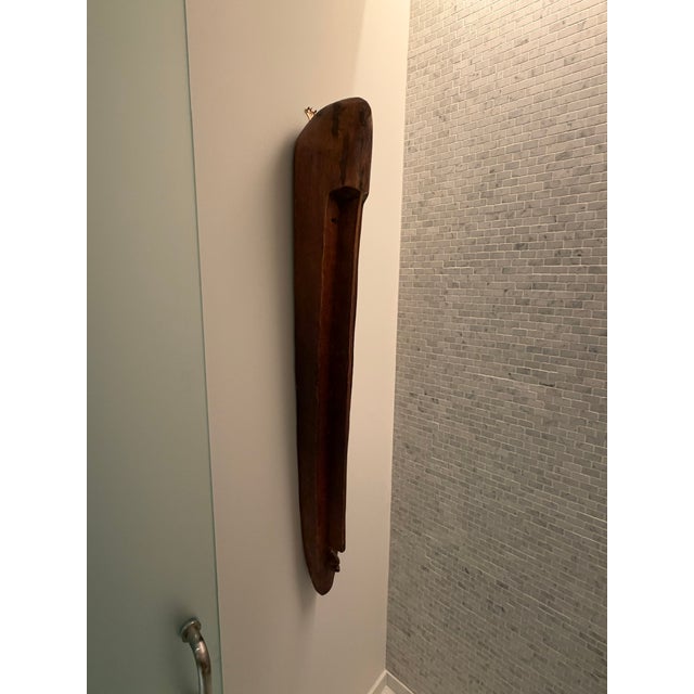 Elongated Hand‑Carved Wooden Wall Sculpture – Organic Modern Art Mask From Material Possessions Chicago For Sale - Image 9 of 10