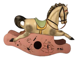 Vintage Rocking Horse in Wood and Papier Mache, 1930s