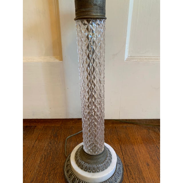 Late 20th Century Vintage Mid-Century Crystal, Brass, & Marble Table Lamp For Sale - Image 5 of 10