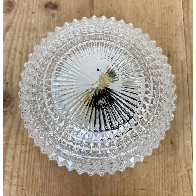 Metal Vintage Glass Ceiling Light, 1970s For Sale - Image 7 of 18