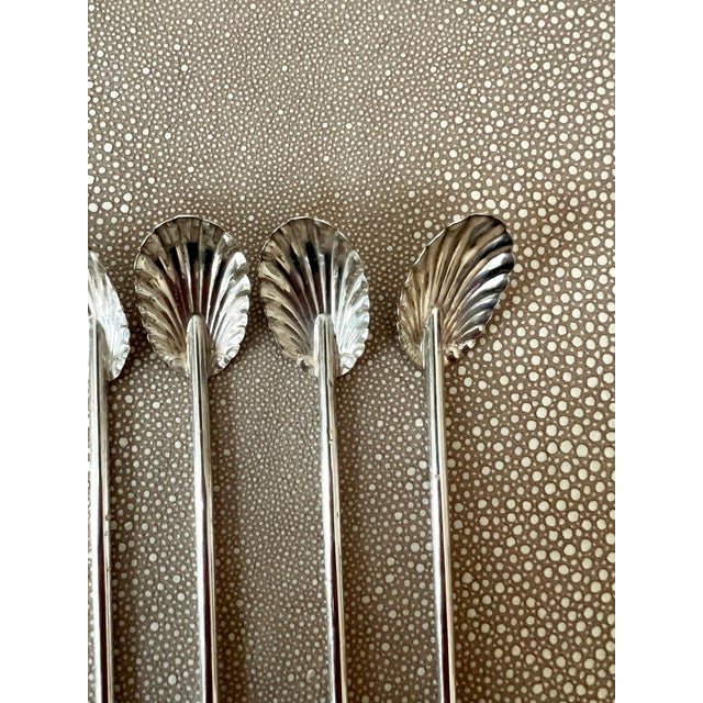 Mid 20th Century French Sterling Iced Tea Scallop Clam Shell Spoons - Set of 6 For Sale - Image 5 of 10
