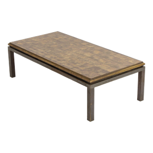 Mid 20th Century Attributed to French Maison Jansen Bronze and Églomisé Coffee Table