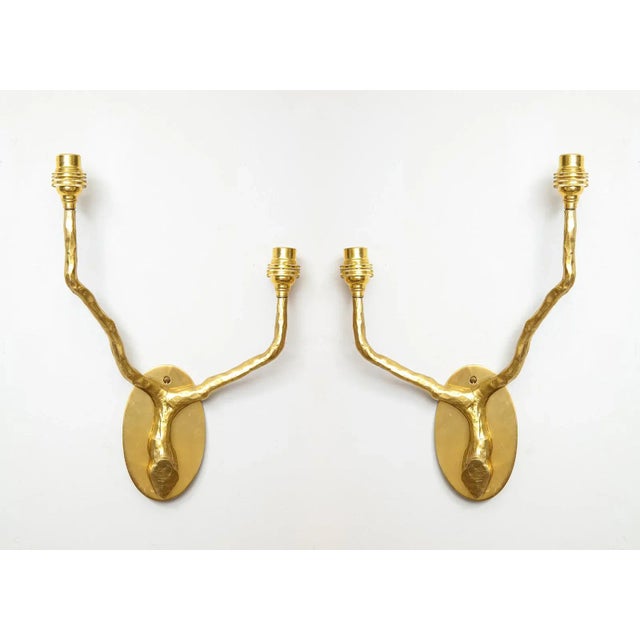Bespoke Arbre Brass Sconces - a Pair For Sale - Image 9 of 9
