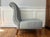 Pair of 1940s-inspired roll-back upholstered slipper lounge chairs by Barbara Barry for Baker Furniture. Sculptural curved...