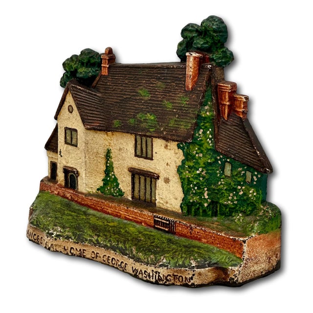 Rare & Large Antique Sulgrave Manor George Washington Ancestral Home Cast Iron Doorstop by Greenblatt Studios - Dated 1925 For Sale - Image 13 of 18