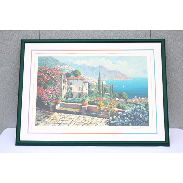 Fabulous 1980s Kerry Hallam Amalfi Coast, Italy. Impressionist Mediterranean limited-edition serigraph on paper, signed by...