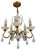 Italian Florentine Gilt Metal and White Opalescent Glass Five-Light Chandelier, 1970s For Sale