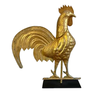 Antique 19th Century American Folk Art Gilt Swell Body Copper and Zinc Rooster Weathervane
