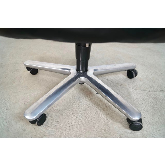 1980’s Postmodern Swiss Reclining Leather Office Desk Chair For Sale - Image 10 of 12