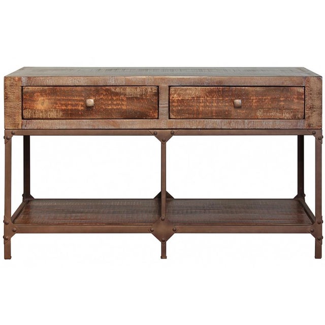 Rustic Greenview Forged Iron Console Table For Sale - Image 3 of 3