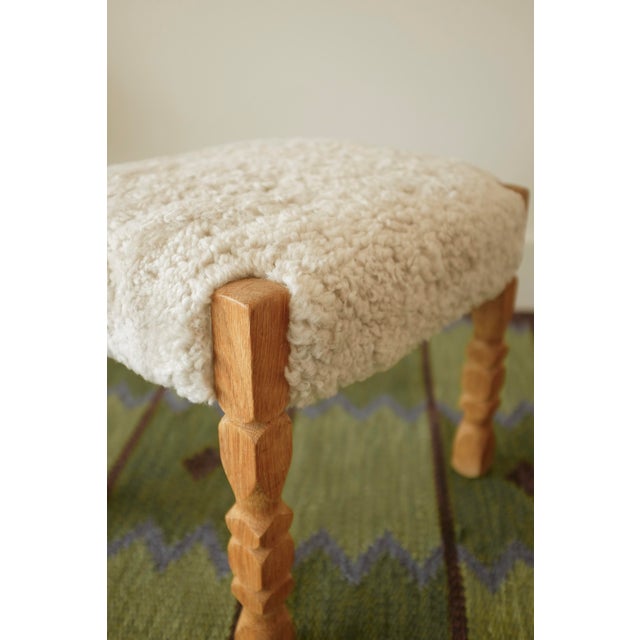 Mid-Century Modern 1950s Scandinavian Modern Sheepskin Stool For Sale - Image 3 of 10