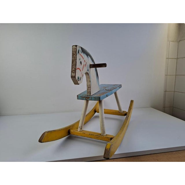 Mid-Century Hand-Painted Wooden Rocking Horse, Czechoslovakia, 1960s For Sale - Image 12 of 16