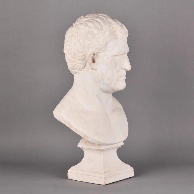 Antique White Vintage Plaster Bust of Marc Anthony For Sale - Image 8 of 11