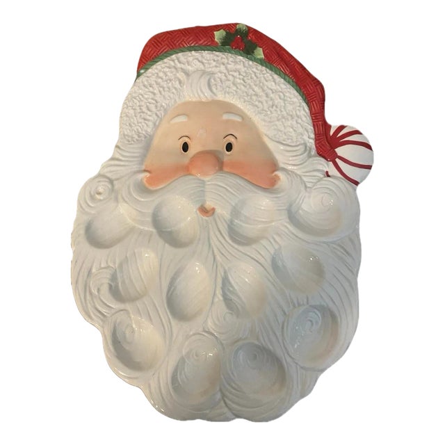 Vintage Fitz and Floyd Porcelain Santa Platter For Sale