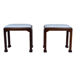 Madison Square English Mahogany Chippendale Style Footstool Benches For Sale