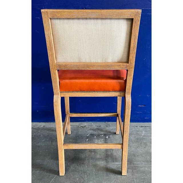 Jerry Pair Leather Upholstered & Rift Oak Lair Barstool From the Madeline Stuart Collection For Sale - Image 9 of 12