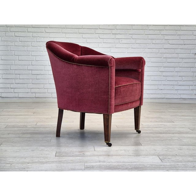 Wood Danish Lounge Chair in Velour with Ash Legs, 1950s For Sale - Image 7 of 18