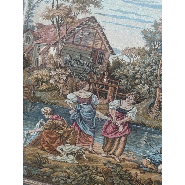 Nice French Aubusson Style Jacquard Tapestry Riverside, 1970s For Sale - Image 16 of 18