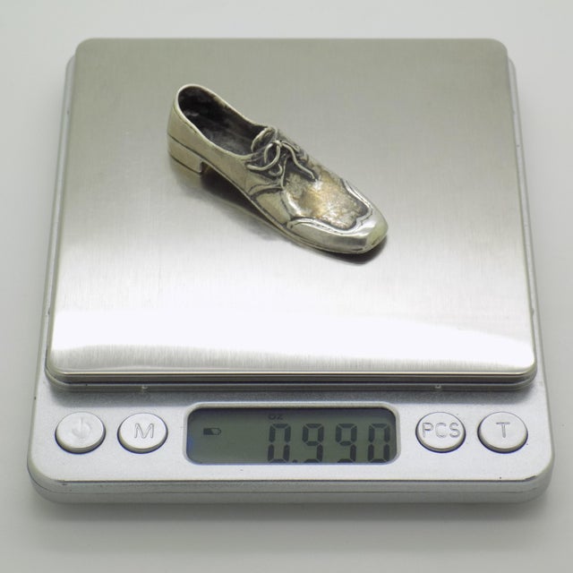 Vintage Italian Handmade Genuine Sterling Silver 925 Men’s Shoe Heavy Miniature For Sale - Image 9 of 10