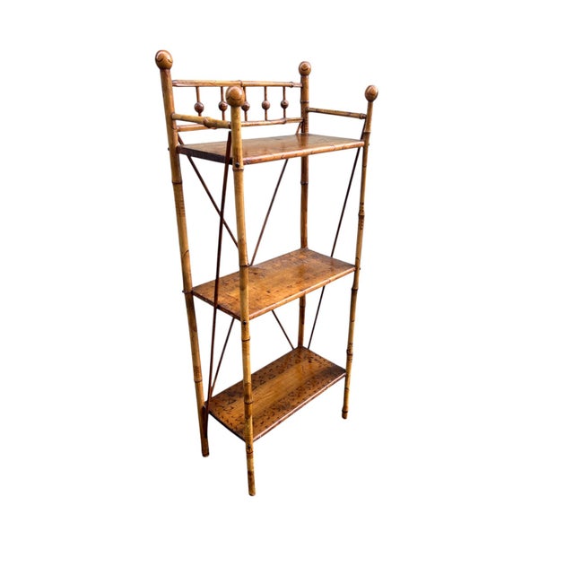 Early 20th Century Victorian English Burnt Bamboo Bookshelf For Sale - Image 10 of 16