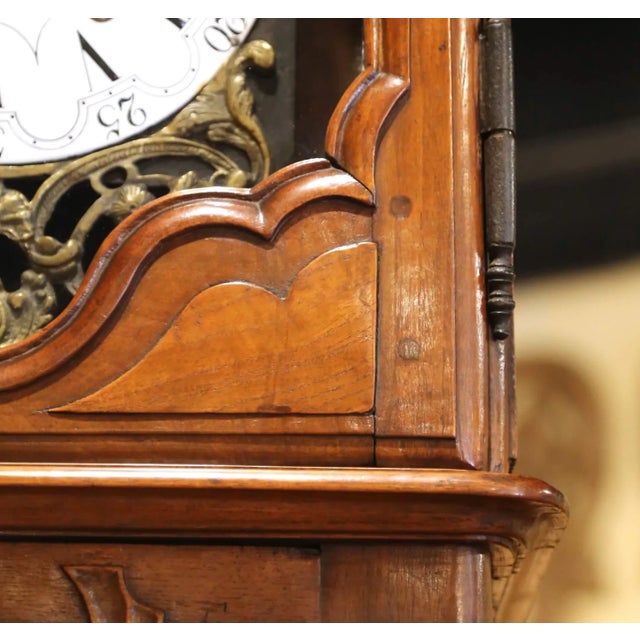 Mid-18th Century French Louis XV Walnut Longcase Clock From Lyon For Sale - Image 10 of 18