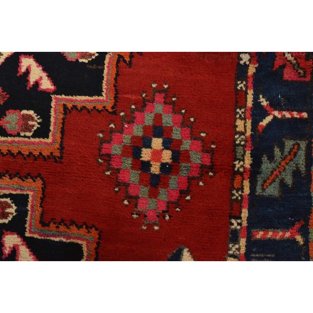 Textile Caucasian Runner 4′ X 11′ Red Wool Vintage Tribal Hand-Knotted Oriental Rug For Sale - Image 7 of 15